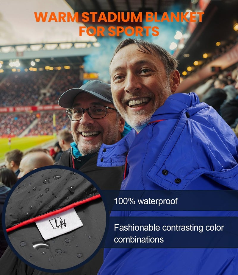 LH Outdoor Puffy Camping Blanket, Lightweight Down Alternative Puffy Waterproof Stadium Blanket with Portable Bag, Lightweight Camping Blanket for 2 People, Cold Weather, Sports, Travel, Car, 79*54 inch - Image 3